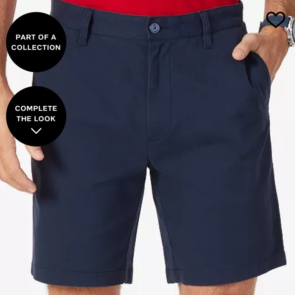 Nautica Classic-Fit 8.5"‎ Stretch Chino Flat-Front Deck Short True Navy 40 W NWT